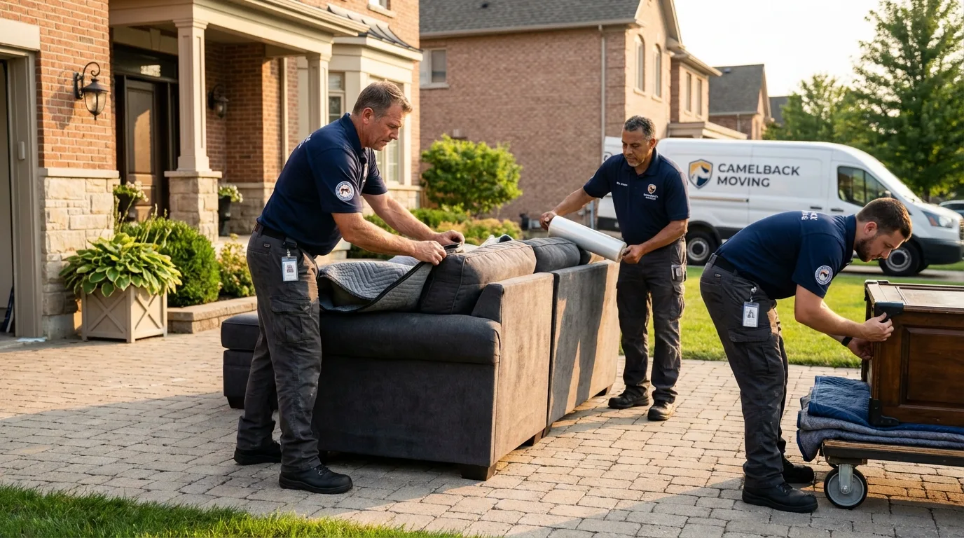 Large estate moving crew wrapping furniture in Jackson, NC